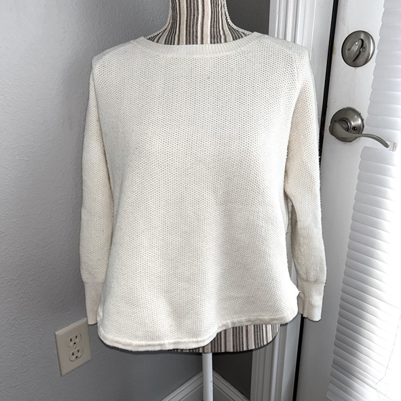 Madewell Tops - Madewell Cream Knit Button Lined  Back Sweater